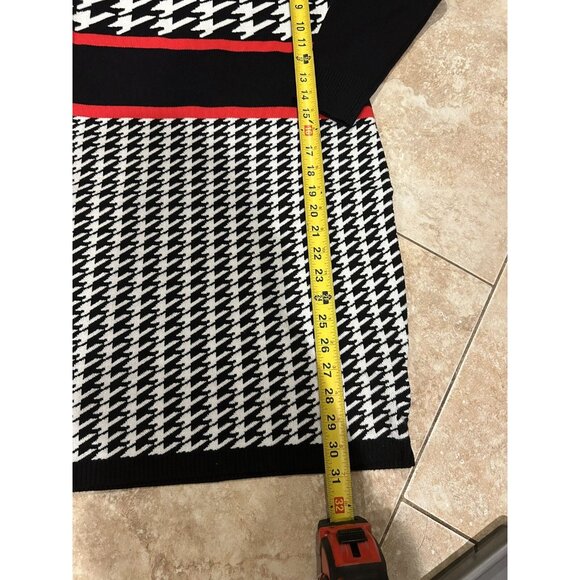 Modlily Houndstooth Holiday Sweater Dress Body con Stretchy Tunic~ Size M - Picture 3 of 4